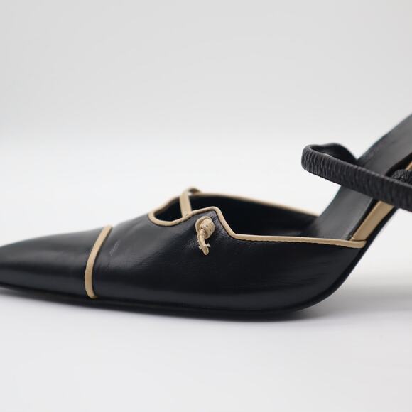 Sergio Rossi Leather Pointed Toe Slingback Pumps Size 37 - Picture 11 of 11